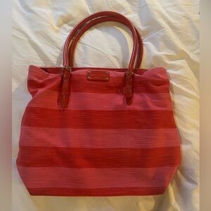 Pink and Red striped kate spade top handle purse